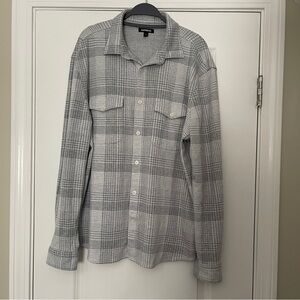 Express Soft Button-Down Flannel - Size:L - Light Gray